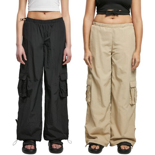 Urban Classics Ladies Wide Crinkle Nylon Cargo Pants